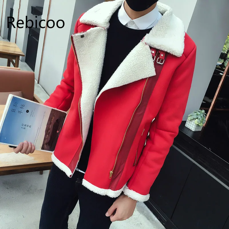 

2019 New Korean Slim Fit Winter Coat Fleece Velvet Jacket Men Lamb Wool Winter Coat Men Rebicoo