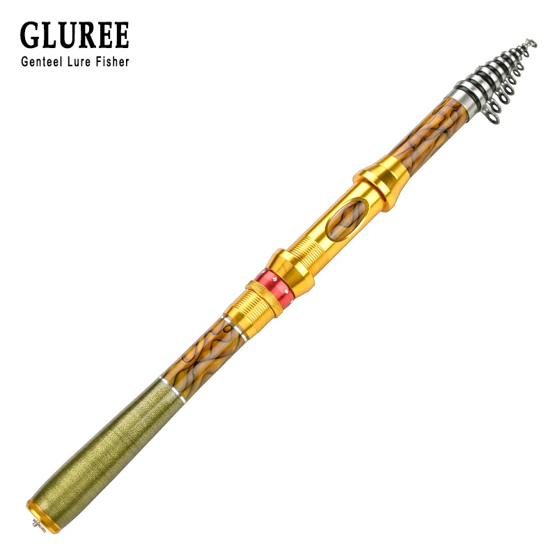 

GLUREE 99%Carbon Portable Telescopic Spinning Fishing Rod Sea Hand Pole Ocean Rod Tackle Wood Grain Handle 1.8/2.1/2.4/2.7/3.0M