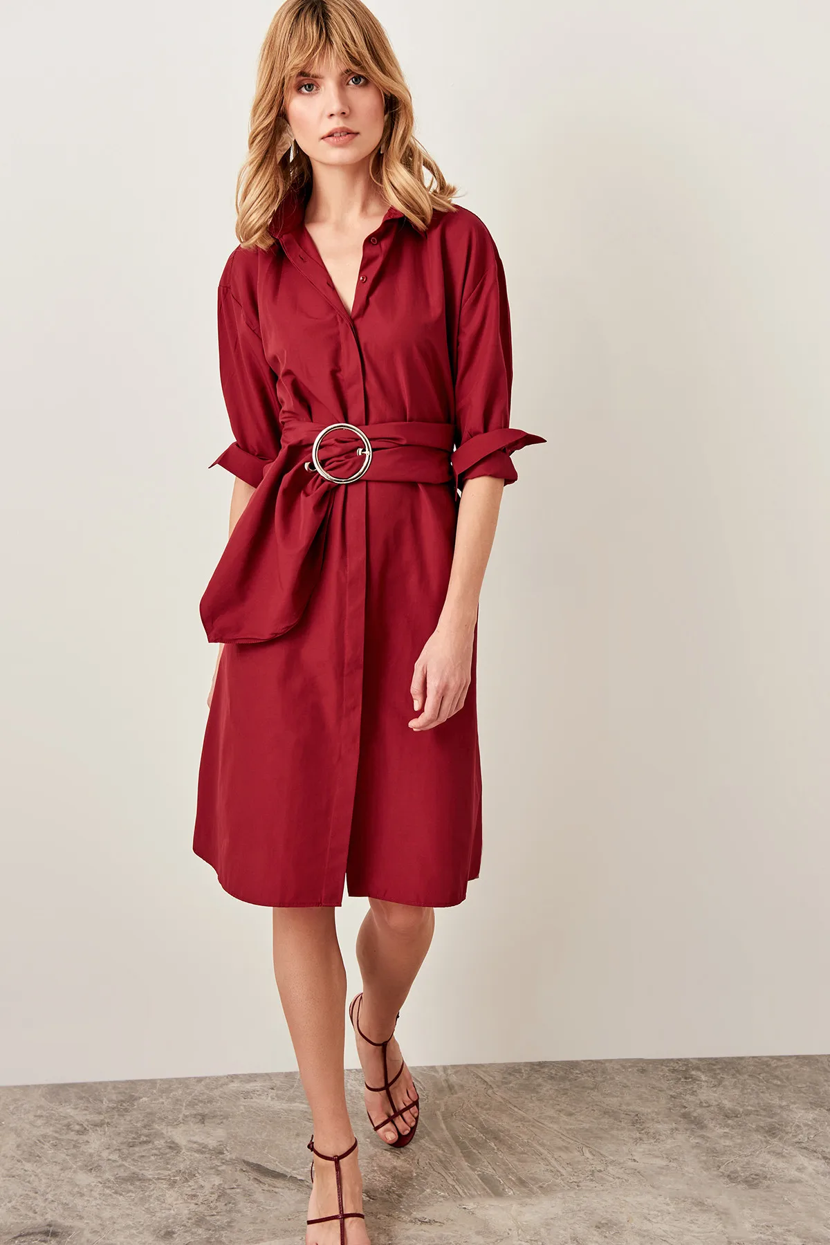 Trendyol Arched Bordeaux Dress TCLSS19OA0015