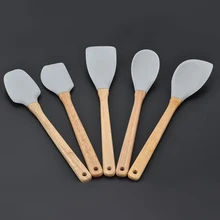 6 шт. антипригарный набор силиконовой посуды с деревянными ручками термостойкие инструменты для приготовления пищи кухонная посуда кухонные инструменты