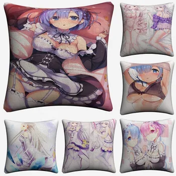 

Re Zero Sexy Kawaii Anime Girl Decorative Cotton Linen Cushion Cover 45x45cm For Sofa Chair Pillow Case Home Decor Almofada