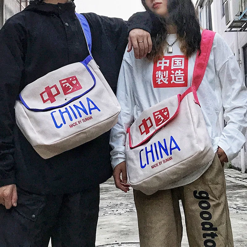 

Bags For Women 2019 Crossbody Bags For Women Canvas Shoulder Bags College Style Chinese Characters Purses And Handbags Beach Bag