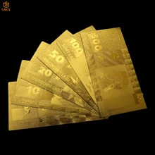 6 pièces/ensemble or pur letton or ensemble de billets 5.10.20.50.100.500 Lats copie papier Original Collection d'argent