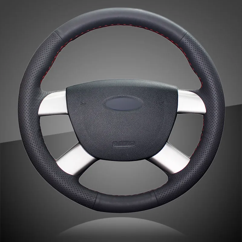 Tanie Ręcznie szyte warkocz ze sztucznej skóry na kierownicy pokrowiec na forda Focus 2 2005 201 Kuga 2008 2011 C MAX 2007 2010
