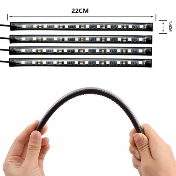 Автомобильная RGB Светодиодная лента 4*9 шт. SMD 5050 10 Вт интерьер автомобиля декоративный атмосферная Лента Автоматическая RGB дорожка напольный свет дистанционное управление 12 В