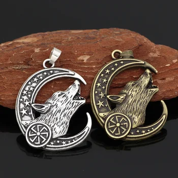 Nordic Viking Celtic Amulet Wolf Moon Vegvisir Pendant Necklace  Viking Necklace