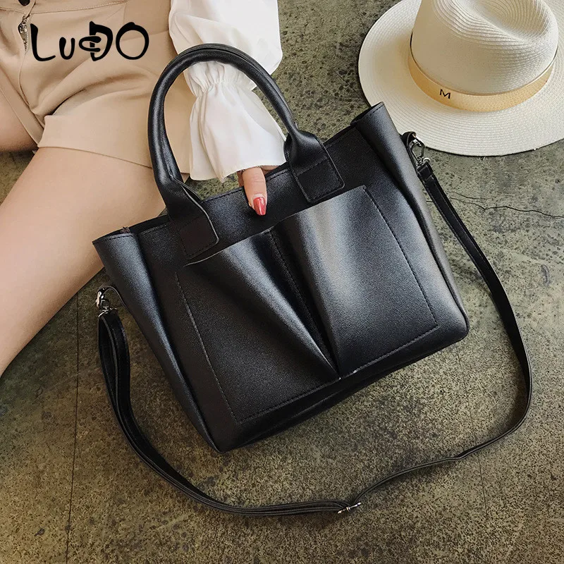 

LUCDO Brand Luxury Handbags Women PU Leather Messenger Bag Retro Crossbody Shoulder Bags Large Capacity Tote Bolsa Feminina Sac
