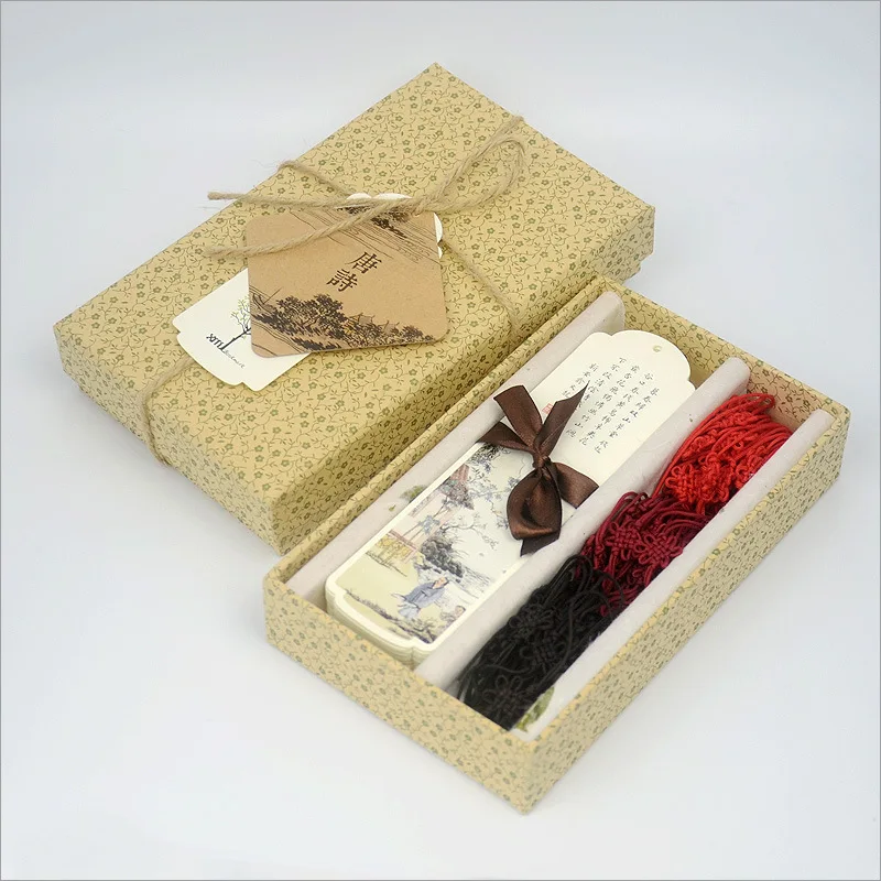 

1pcs Tang poems and ancient 60 bookmarks gift box Chinese elements gifts New Year abroad gifts creative gifts student prizes