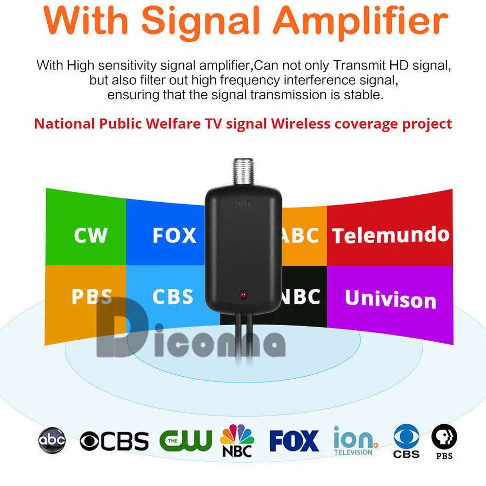 Горячая HD ТВ Антенна Усилитель сигнала Усилитель ТВ с высоким коэффициентом усиления внутренний VHF UHF