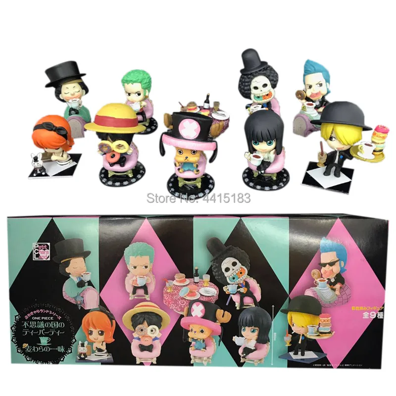 9 pcs/set Anime One Piece Q Ver Cake Chocolate Pirat PVC Action Figure Doll Collectible Model Toy Christmas Gift For Children