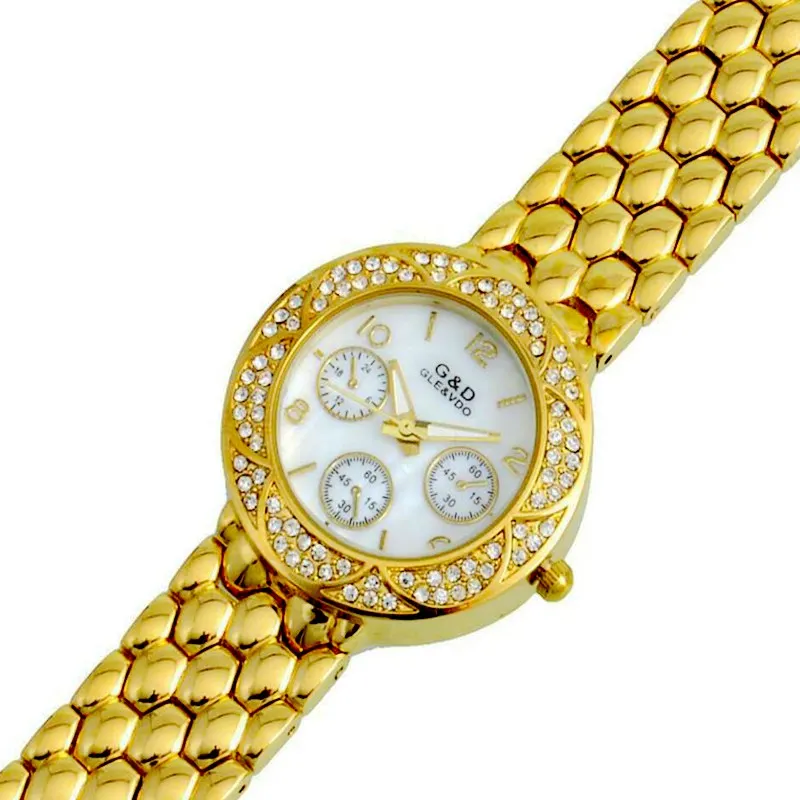 Прозрачный женские наручные часы, позолоченный браслет, часы, латте, кварцевые часы, ювелирные изделия, подарок для женщин