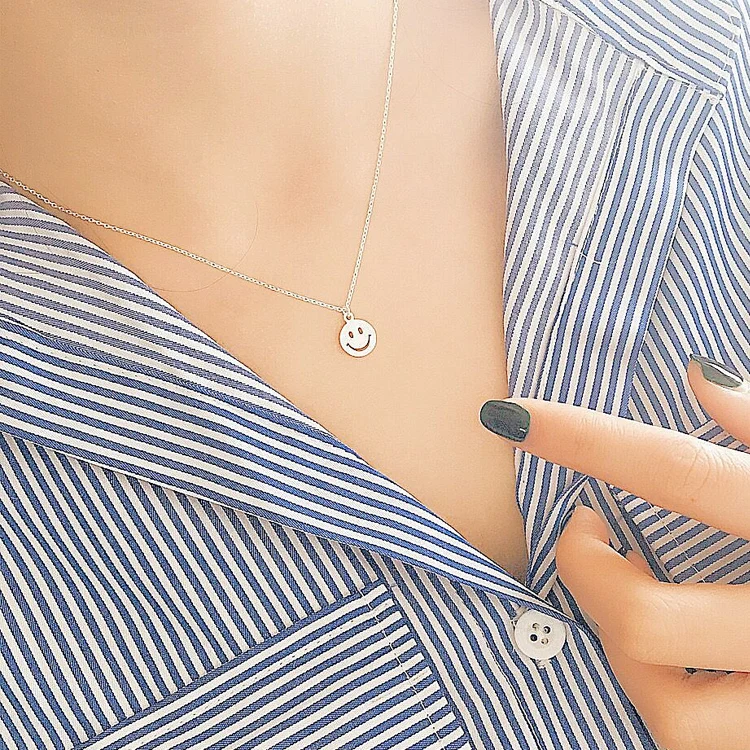 

New Arrivals 925 Sterling Silver Smiling face Necklaces & Pendants For Women Hot Fashion sterling-silver-jewelry