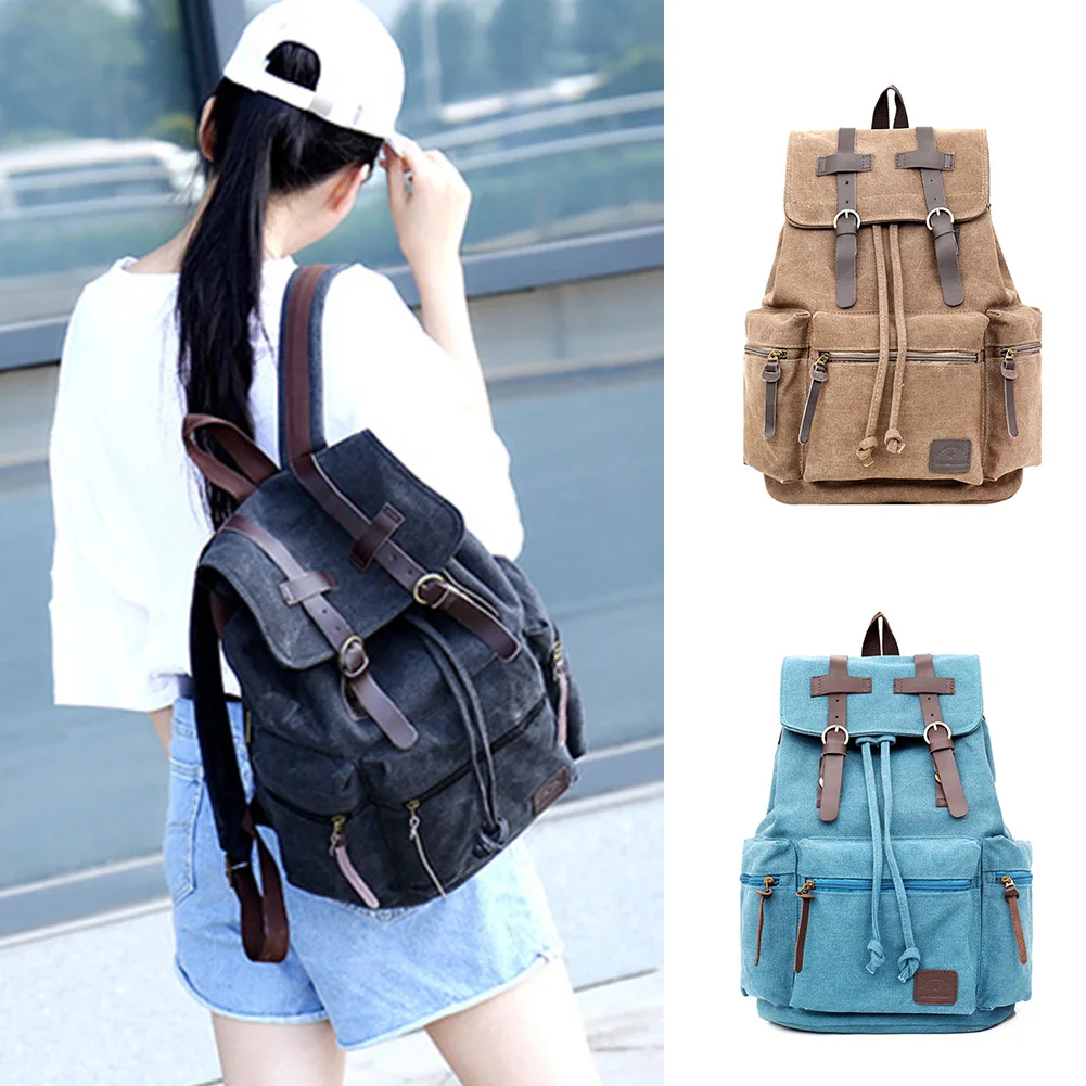 

SFG HOUSE Unisex Canvas Backpack Drawstring School Bag Men Casual Backpacks Women Travel Bagpack Teenagers Rucksack