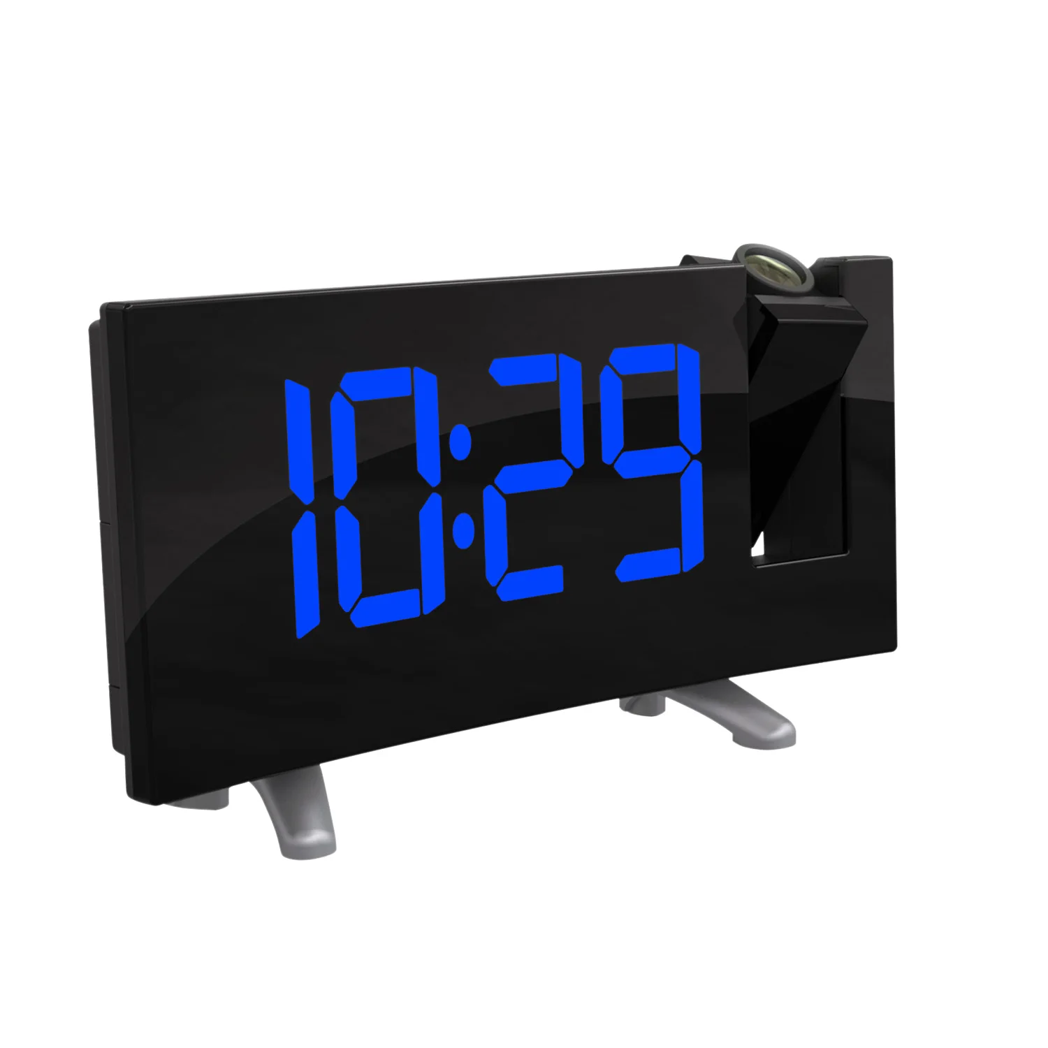 Цифровой радиоприемник с проектором будильник часы с режимом включения по таймеру таймер светодиодный Дисплей широкий изогнутый Экран USB зарядка 180 градусов стола наклейки на стену fm-радио, часы