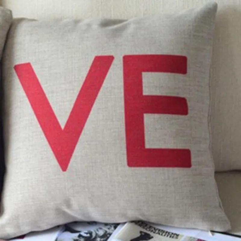 LOVE Pattern Nordic Style Cushion Cover Dog Cotton Linen Spring Pillow Covers Decorative Pillowcase For Sofa Car Coussin Jaune