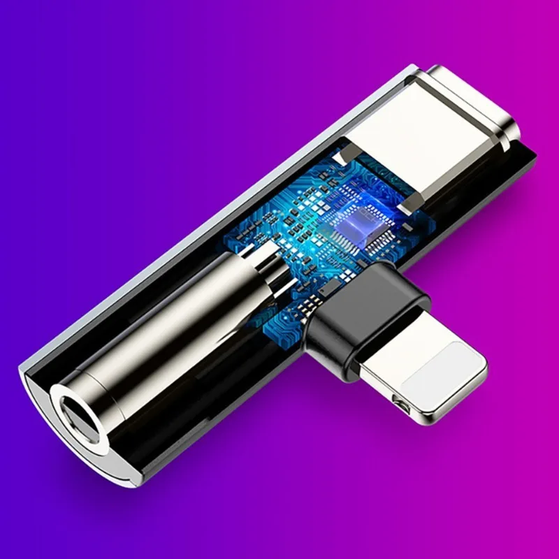 Rock OTG телефонный адаптер для IPhone Lightning до 3 5 мм сплиттер 2в1 наушники разъем iPhone X Xr Xs
