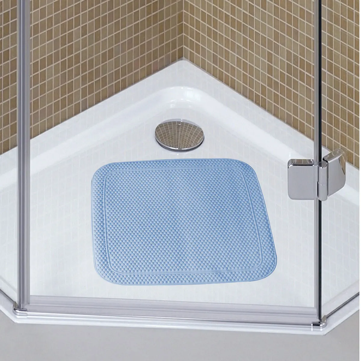 

TPE Square Shower Stall Bath Tub Mat Suction Cup Non Skid Back 21"x21"(54cm*54cm) Bathrrom Anti-slip Rug