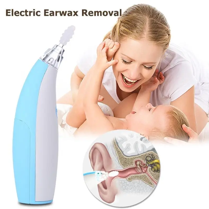 Electric Earwax Removal Kit Silicone Head Cleaning Ears Tool for Kids Adult Electric Earwax Removal Kit Tool LED Light Ear Clean