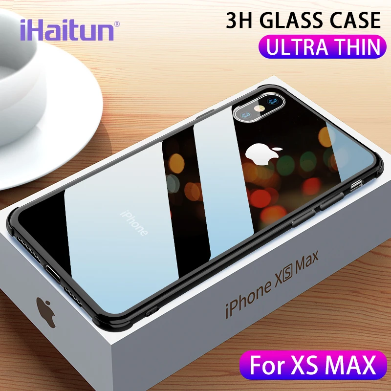Роскошный стеклянный чехол iHaitun для iPhone XS MAX XR X ультра тонкий мягкий боковой Чехол