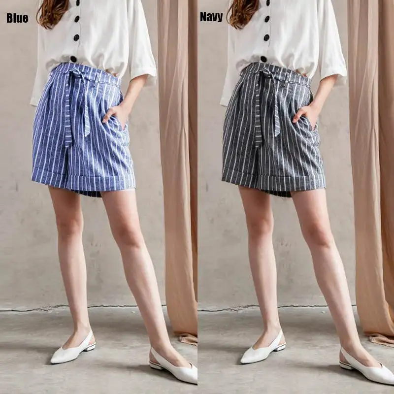 Vintage Summer Shorts 2019 Celmia Women Stripe Print