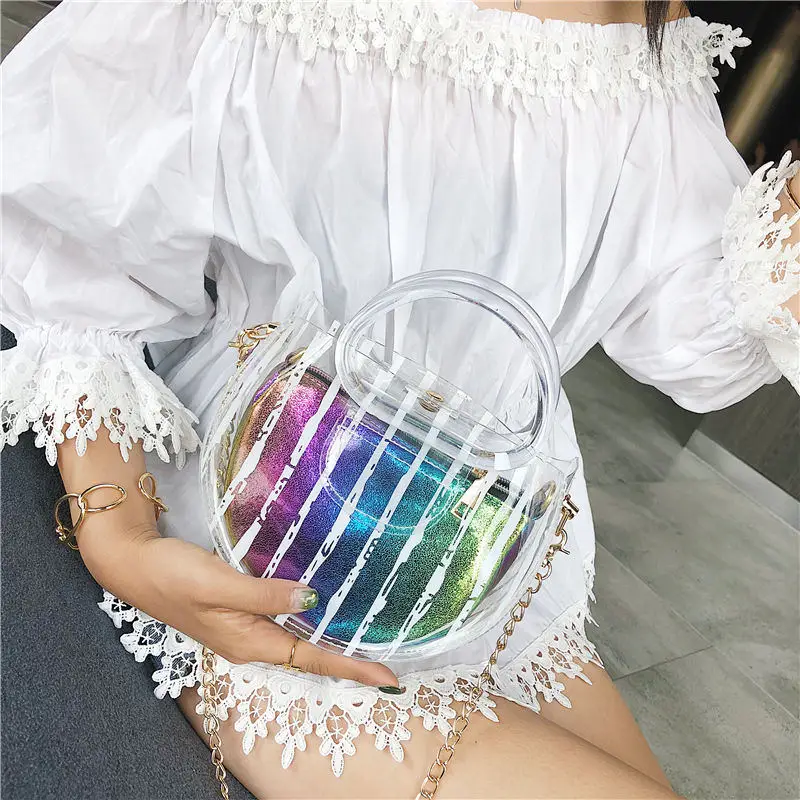 

VOLESS Spring Handbags PVC Colorful Top-handle Women Shoulder Bags Blosa Fashion Ladies Crossbody Messenger Bag Chain Girls Sac