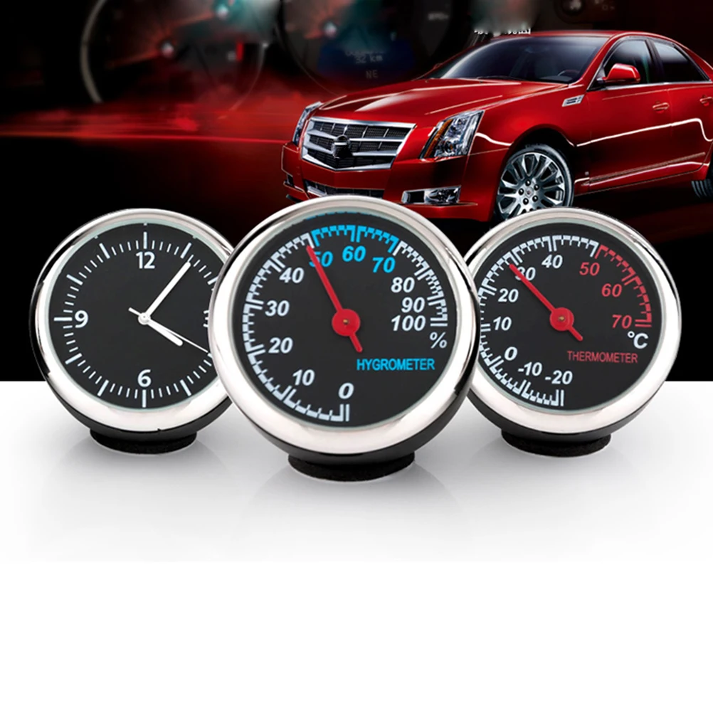 

3pcs/Set Electronic Car Thermomete Clock Luminous Mechanical Clock Thermometer Hygrometer Steel Core Voiture Auto Accessories
