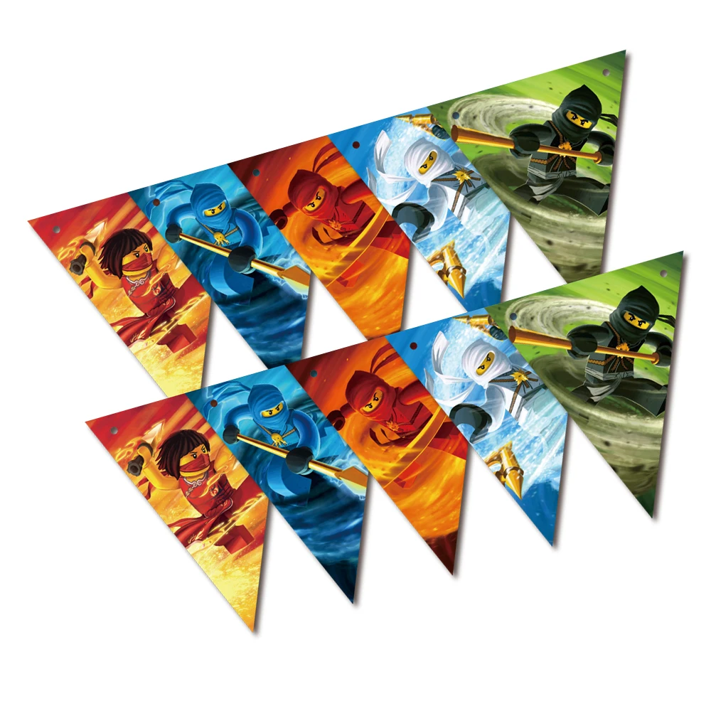 

Party supplies 1set Ninja theme party paper banner bunting pennant including 10 flags and a string