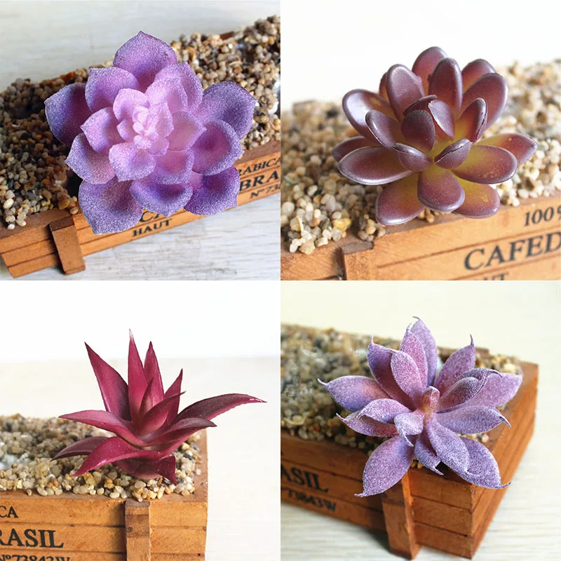 Charming Accessories Flocking DIY Mini Plant Plastic 1pc New Bridal Bouquet Fashion Purple Succulents Flower wall Floral