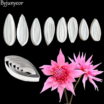 

Dahlia Petal Flower Veiners Silicone Molds Fondant Sugarcraft Gumpaste Clay Water Paper Cake Decorating Tools CS272