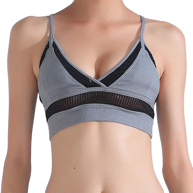 Running Underwear Mesh Push Up Sports Bra Backless Top Fitness Women