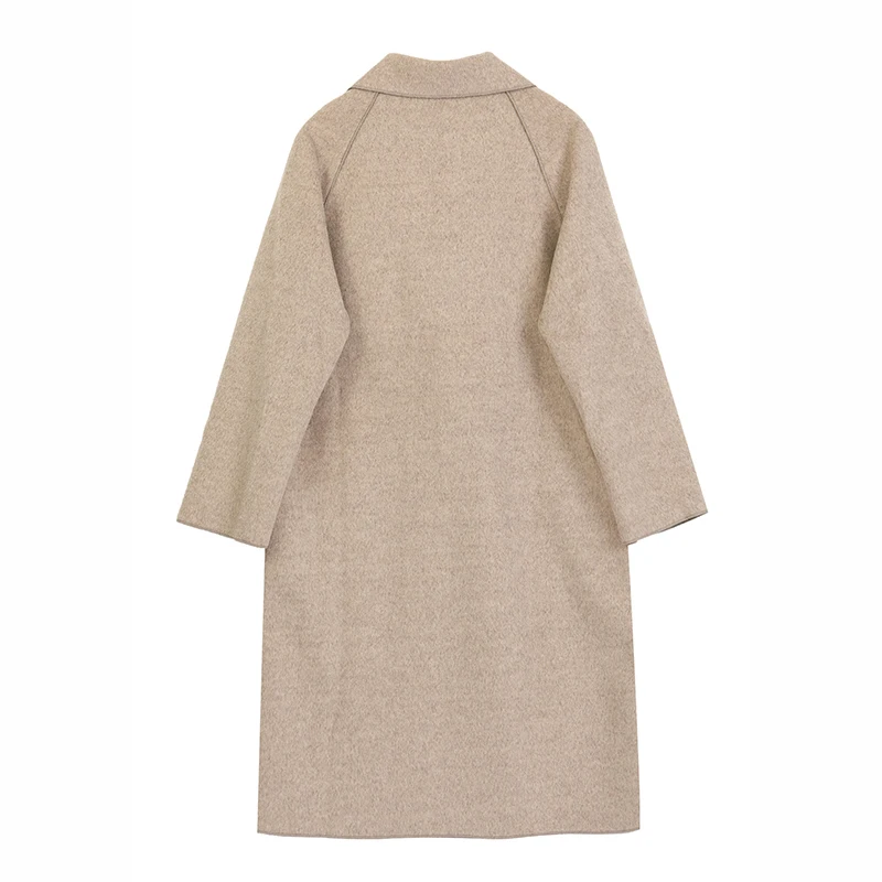 Femme Breasted eam Les Long 2019 Le584 Turn Élégant Printemps Manches Sélections Col Solide Apricot Hiver Lâche Toutes Double Longues Manteau down Couleur qptOp