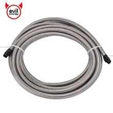 evil energy 5M AN3/4/6/8/10 Stainless Steel Braided PTFE Brake Hose PTFE Line Racing Hose Fuel Oil Line Oil Cooler Hose Silver automotive motorcycle 1 8 stainless steel braided ptfe line pu covered fuel line with stainless steel material hexagonal joint