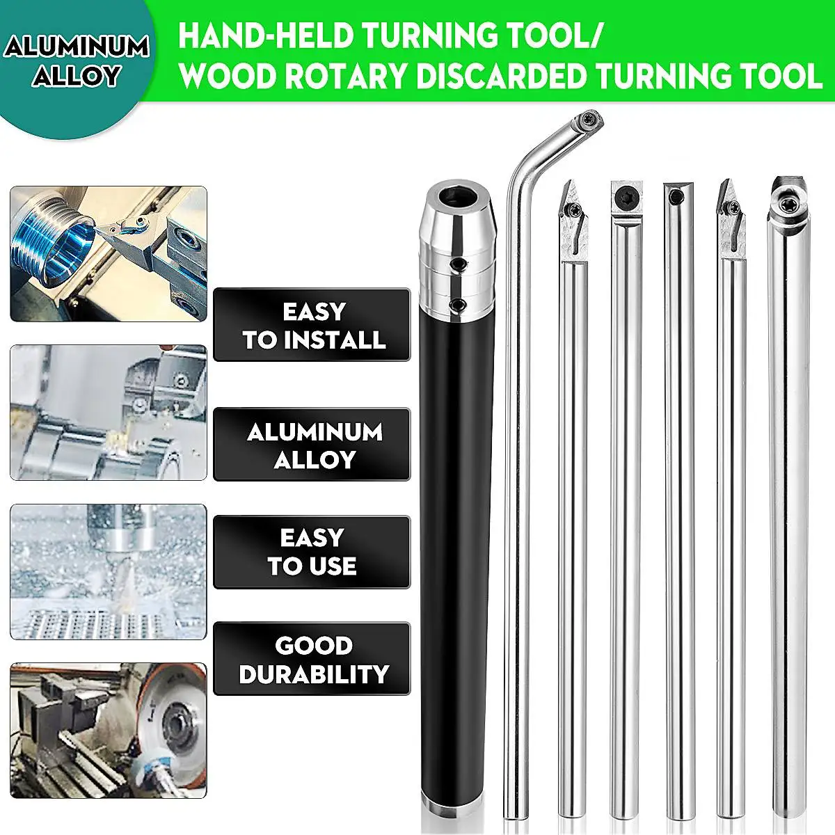 

Wood Turning Tool Chisel Changeable Carbide Insert Cutter Round Shank Tip Lathe Set Aluminum Alloy Woodworking Tool