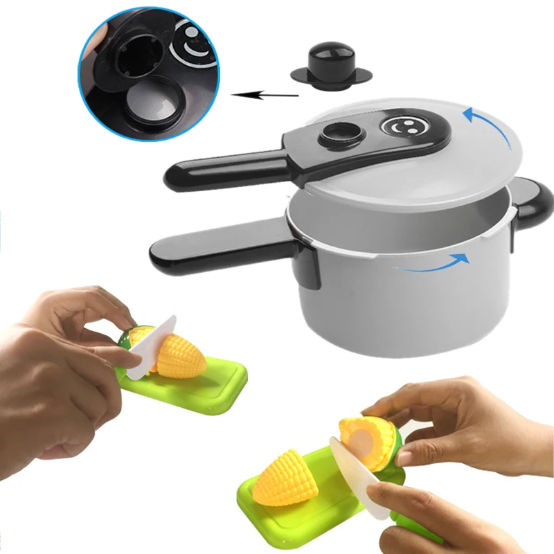 Baby Kind Spielen Küche Utensilien Haus Spielzeug Kochen Töpfe Pfannen Food Gerichte Kochgeschirr