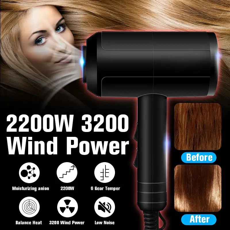 

2200W Hair Dryer Professional Powerful Thermostatic Hair Dryer Power Hair Accessories 220V for Home Use Cold&Hot Wind