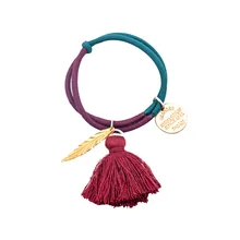 Good Quality Hair Gums For Girls Vintage Tassel Metal Charms Ornament Rubber Bands Two-tone Elastic Hair Bands Hair Rings Access tassel decor two tone shopper bag