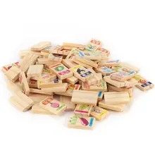 Деревянные блоки Дети домино 100 шт. познание обучение Фрукты животных обучение Игрушка раннего образования игрушка для детей подарок