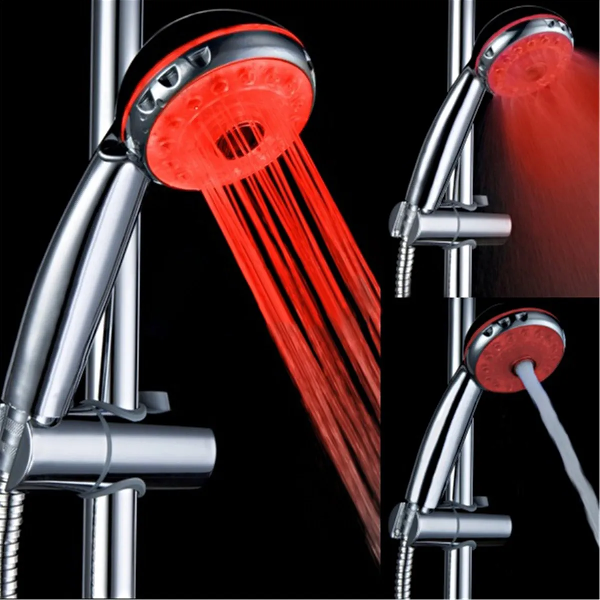 Preise Einstellbare 3 Modus 3 Farbe LED Dusche Kopf Licht Temperatur Sensor RGB Bad Sprinkler Badezimmer Dusche Kopf