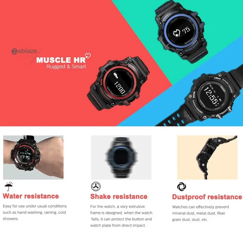 New Zeblaze MUSCLE HR Sports Smartwatch GPS Waterproof Wearable Device Heart Rate Monitor Bluetooth Smart Watch For Android IOS