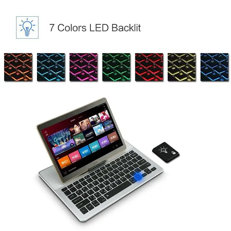 

7-Color Backlit Wireless Universal Keyboard with Hidden Stand Ultra-thin Aluminum Bluetooth Keyboard for iPad iPhone Tablet