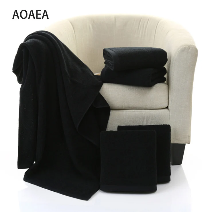 

10 pices Cotton European and American Household Towel Bath Towel Spa Towels Do not Fade Black Wholesale Retail Towels