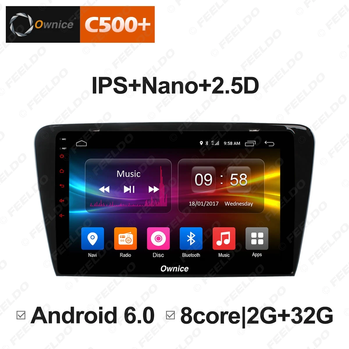 Perfect FEELDO  10.1 " Android 6.0 4-Core/DDR3 1G/16G/Support 4G Dongle Car Media Player For Octavia 2014-2017 (Octavia A7) 2
