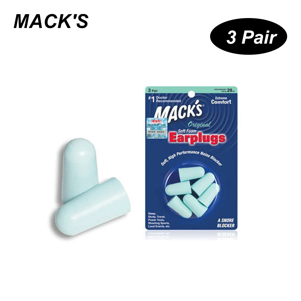 

MACK'S 3Pair Anti-noise Foam Earplugs Washable Professional Soundproof Ear Plugs Sleeping Working Travelling Hearing Protection