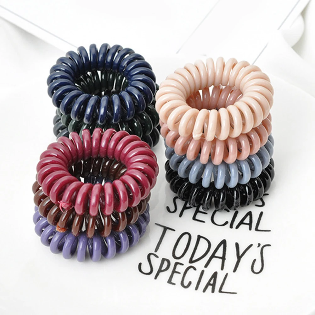 

2019 hot sale Telephone Coil Hairbands Women Spiral Hair Ties Girls Hair Rings Rope Solid Color Hair Accessories Gum Scrunchy