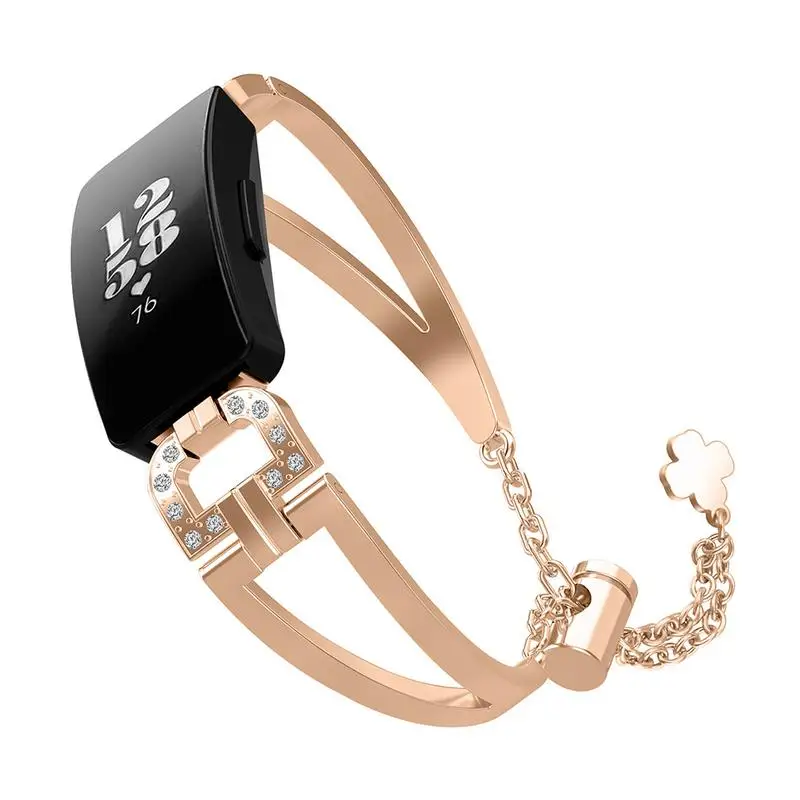 

Luxury Watch Band Crystal Rhinestone Strap Rose Gold Stainless Steel Smart Watch Replacement Band Adjustable Party Daily Gift