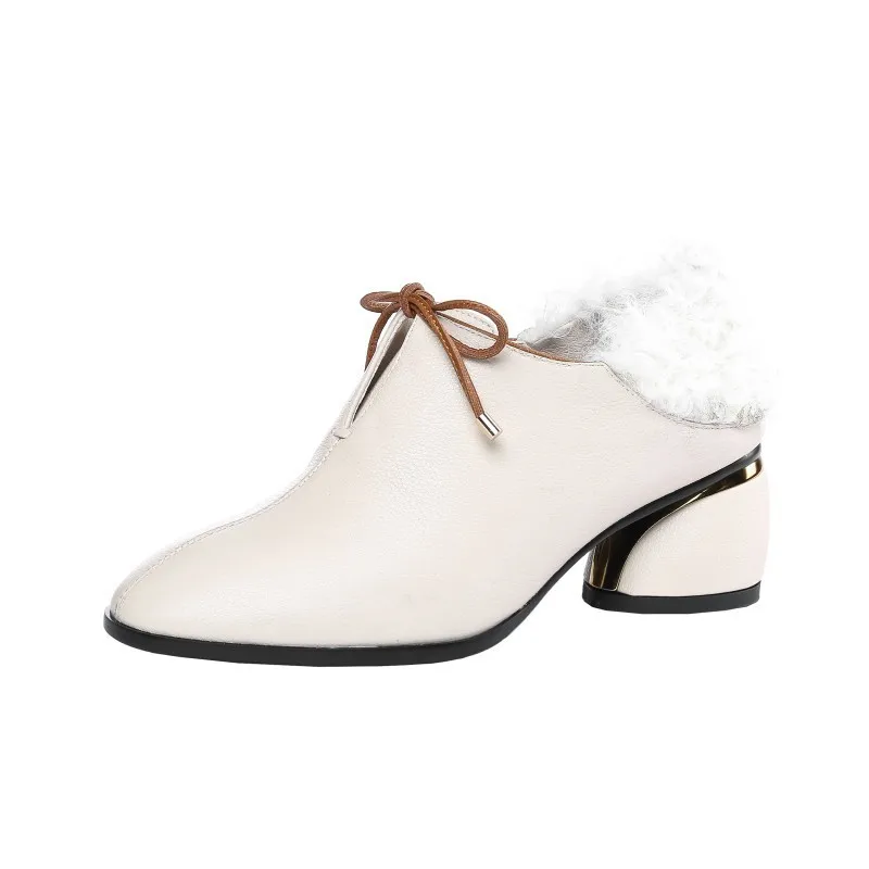 Femmes 2019 beige Mode Cuir Chaussures Fendue Talons Bandage D'été Commune 10sj044 Nouveau Hauts Black Fourrure En De deat Noire Printemps Orteil Pointu Pu Bottes Udqxwqg