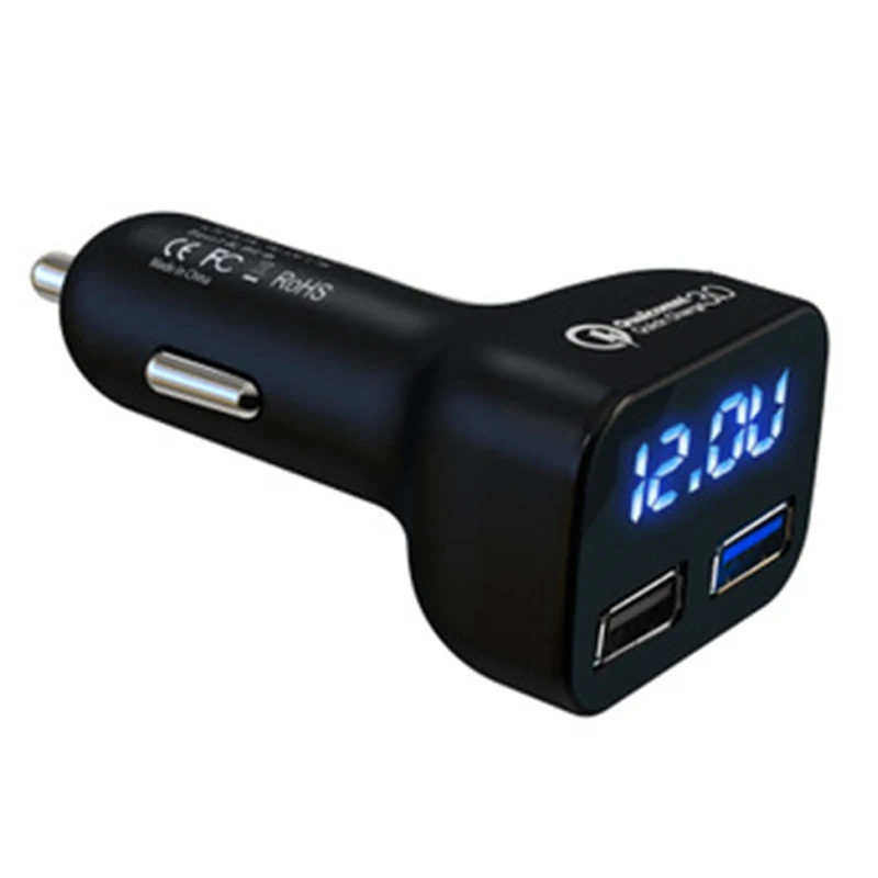 

Quick Charge 3.0 Car Charger Dual USB Port Fast Charger Smart With LED Display Universal Car-Charger For Mobile Phone Tablet Etc