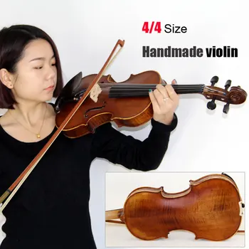 

4/4 Size Violin/handmade violin, with free violin bow &violin case , Handmade oil varnish & Bright Tone