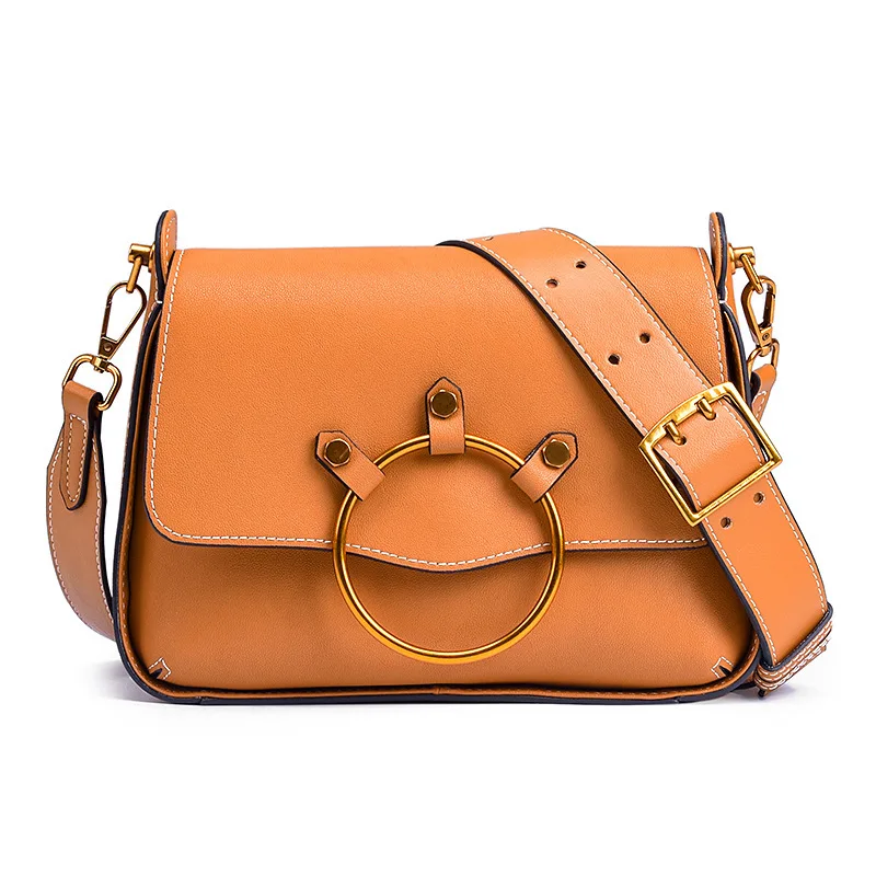 

TOPEST Head Layer Cowhide Pattern Genuine Leather Woman Package Width Saddle Fashion Single Shoulder Bag