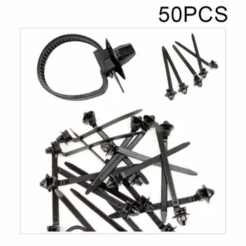 

50pcs Car Nylon Tie Wrap Cable Fixed Fasteners Clips Bundled Wire Band Zip Strap